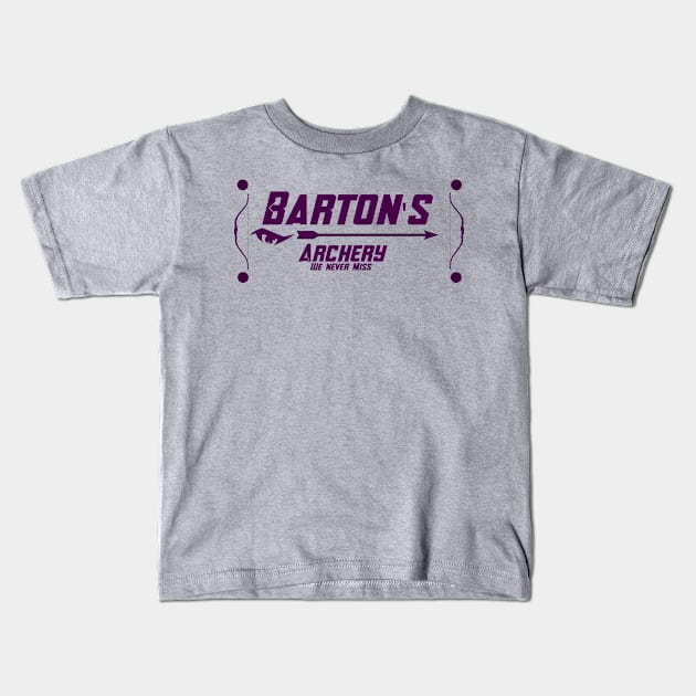 Bartons Archery Purple Kids T-Shirt by TSWhittley